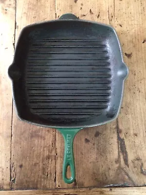 Le Creuset Green 26cm Cast Iron Griddle Skillet Pan Used • £35
