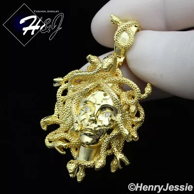 Men 925 Sterling Silver Hiphop 3d Medusa Head Gold Plated Charm Pendant*gp386 • $85.99