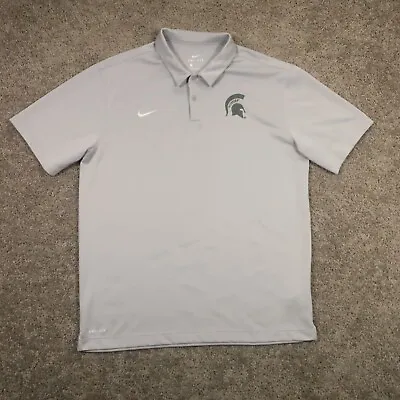 Michigan State Spartans Polo Shirt Embroidered Nike Logo Dri Fit Performance L • $19.95