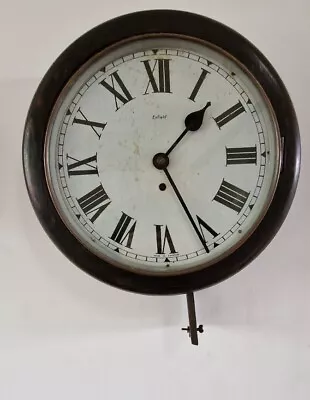 Antique Station School Railway Round George Royal Clock 15'' Pendulum Mahogany  • £129.99