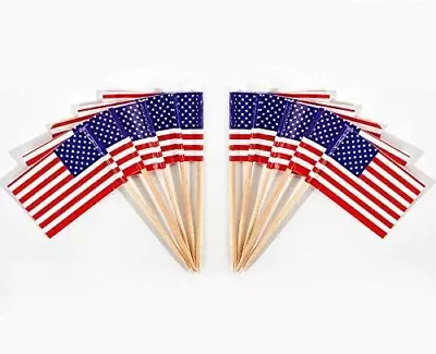 CYPS 100 Pcs USA American Flag US Toothpick Flags Small Mini Stick Cupcake US • $6.74