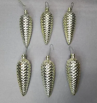 Vintage Gold Pinecone Textured 5.5  Christmas Ornaments Unbreakable (Set Of 6) • $25