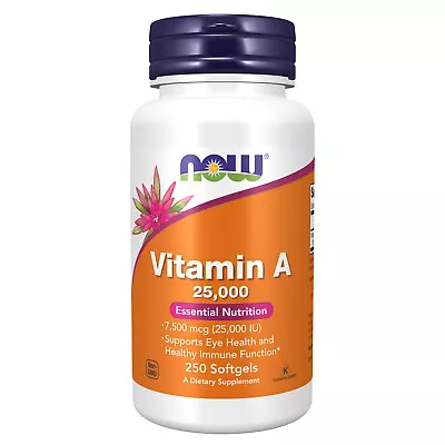 NOW FOODS Vitamin A 25000 - 250 Softgels • $13.94