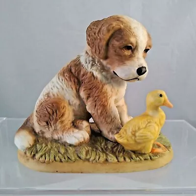 Puppy & Baby Duck Figurine Statueby Japanese HOMCO Meissen? Love In Their Faces  • $26.90