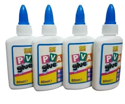 £2.95 • Buy 60ML PVA GLUE BOTTLES Washable Safe Non Toxic Ideal School Craft Home Office