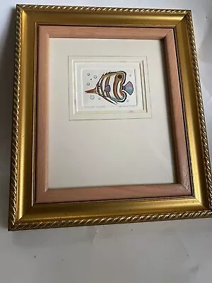 VINTAGE FRAMED Signed ART “Copper “ Fish Framed Copper Fish 471/750 Signed • $150