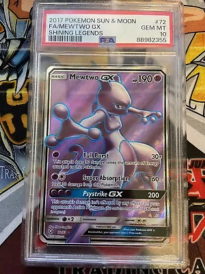 Mewtwo GX 2017 Pokemon Sun & Moon Shining Legends Full Art #72 PSA 10 GEM MINT • $75