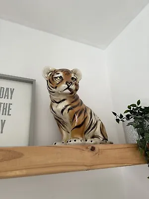 Vintage Ceramic Tiger Cub Statue • £25