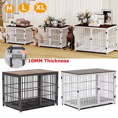 Heavy 10mm Thicken Tube Metal Dog Crate Table Pet Cage Kennel Furniture With Pan • $239.97