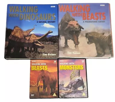 Walking With Beasts/dinosaurs/beasts Bundle 2 Dvds & 2 Hardback Bookspre Owned • £13.99