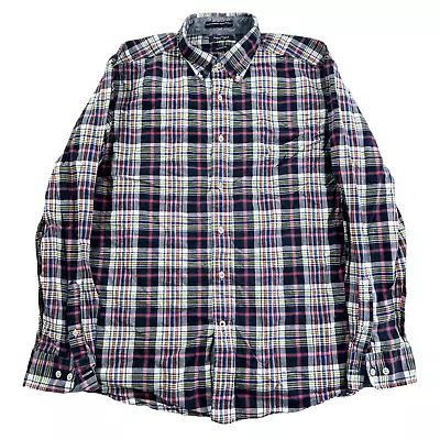 Nautica Shirt Mens Large L Black Plaid Button Down Long Sleeve Classic Flannel • £5.63