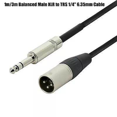 1m 3m 5m 10m Balanced Male XLR To TRS 1/4  6.35mm Microphone Stereo Jack Cable • $5.99