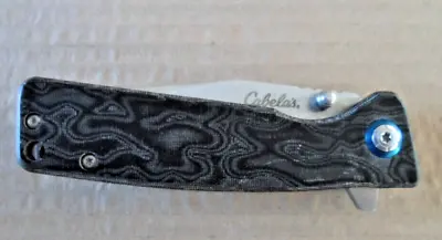 Cabela's Folding Knife Black & Silver Pocket Knife 3'' Blade Plain Pivot DBS • $24.99