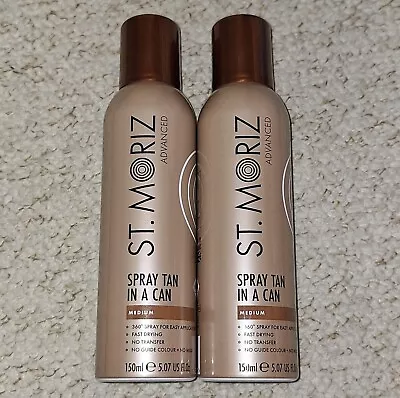 2x Bottles Of St Moriz Spray Tan In A Can Advanced Clear Tan Mist Medium 150 Ml • £14.99