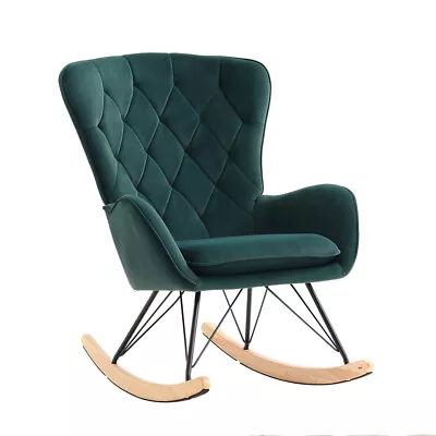 £138.95 • Buy Nursery Rocking Chair Velvet Fabric Padded Seat With High Backrest And Armrest