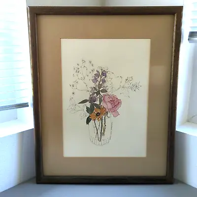 Watercolor Painting Wild Flower By Mary Lou Goertzen Flowers Signed Matted Frame • $119.99