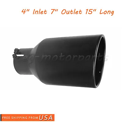 4  Inlet 7  Outlet 15  Length Black Diesel Stainless Steel Bolt On Exhaust Tip • $26.99