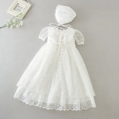 £24.99 • Buy Flowers Plant Christening Lace Tutu Baby Embroidery Gown Baptism Dress With Cape