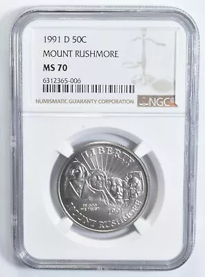 1991-D MS70 Mount Rushmore Commemorative Half Dollar NGC • $94.92