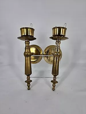 Vintage Hurricane Solid Brass Taper Candle Holder Wall Sconces Set Of 2-9   • $35