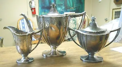 Wilcox # 1969 Quadruple Silver Plate 3 Pc Tea Set Teapot Creamer Ornate Floral • $50