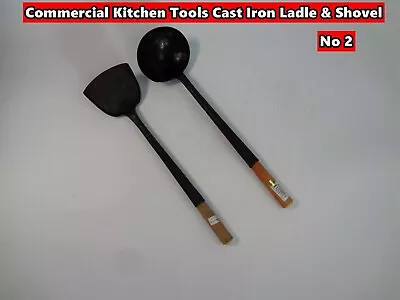 Cast Iron Wok Shovel Spatula Cooking Soup Scoop Ladle • $36.10