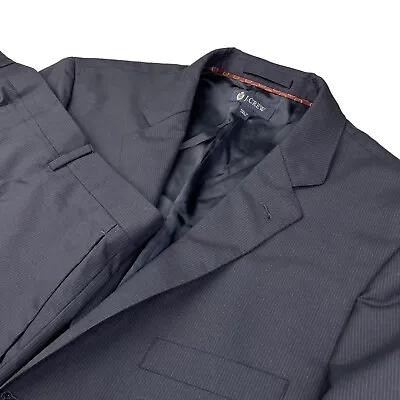 J.Crew Men’s Aldridge 100% Wool 2-Button Suit Navy Blue Stripe • 42L | 38x30 • $69.99
