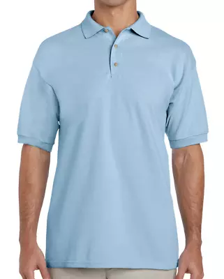 Men's Heavy Weight Cotton Polo Short Sleeve Golf Jersey Casual NEW SKY 2XL • $13.93