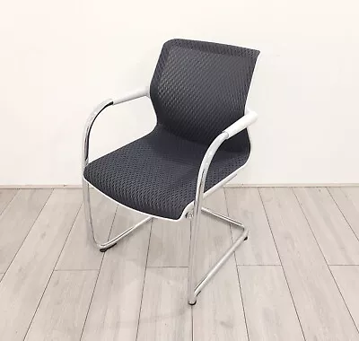 Vitra Unix Meeting Chair Stackable Cantilever White Frame Black Pattern Me... • £190.80