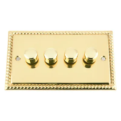 £65.99 • Buy Polished Brass GEORGIAN Dimmer Switch 1/2/3/4 Gang 2 Way 250/400/1000W