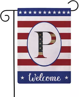 Patriotic Decorative Flag Initial Letter Garden Flags With Monogram P Double Sid • $11.62