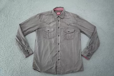 Red Ranch Shirt Men's Small Gray Long Sleeve Button Up Pearl Snap Western • $7.37