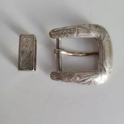 Vintage MCS McCABE Sterling Silver Ranger Belt Buckle/Keeper Signed Set 10 Gr • $225