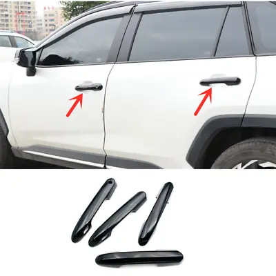 Bright Black Front Car Door Handles Cover Trim 4pcs For Toyota RAV4 2019-2023 • $22.88