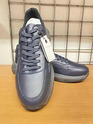 $55.99 • Buy New ZARA MEN BLUE LEATHER SNEAKERS Lace-up Chunky Sole Size USA 9 EU 42 NEW S1a