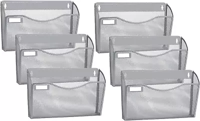 Samstar 6 Pack Mesh Wall Mounted File Holder Metal Wall File Pocket Organizer • $47.09