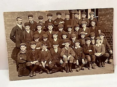 FASHION HISTORY Large Group WORKING CLASS SCHOOLBOYS C 1905 PHOTO POSTCARD 17/1 • £4.95