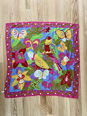 Vintage Ken Done Silk Scarf ‘80’s Tropical Birds Theme 28” X 28” Made In Japan • £62.73