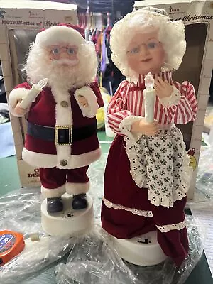 TELCO Motion-ettes SANTA & MRS CLAUS Christmas 15  Lights Music Animated • $90