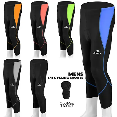 Mens Cycling Shorts Three Quarter 3/4 Legging Short Pant Coolmax Paded All Sizes • £13.59