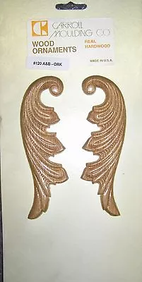 1 Pairs Of Swirl Feather  Wood Applique In Real Oak 5 3/8  X 2  X 3/16  • $9.64