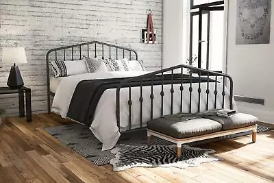 Elegant Vintage QUEEN SIZE Platform Metal Bed Frame Headboard Footboard *NEW* • $237.92