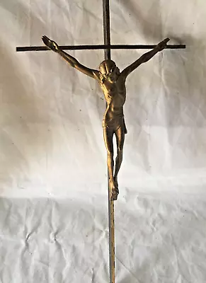 Vintage Large Wall Hanging Minimalist INRI Crucifix.  15. X 8. Inch • £16.50