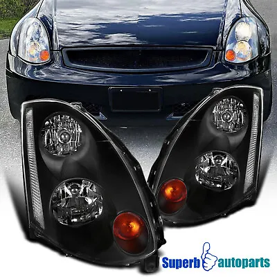 Fits 2003-2005 Infiniti G35 Coupe 2Dr HID Xenon Type Black Headlights Lamps • $228.98