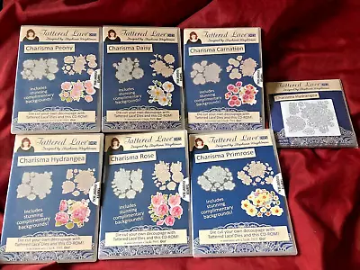 TATTERED LACE CHARISMA FLOWERS - 6 SETS OF DECOUPAGE DIES EACH WITH CD ROM New • £19.95