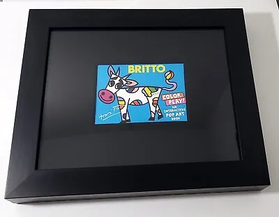 Romero Britto Black Matte 18  Frame Beveled Linen Fillet Color Play FRP Signed • $240