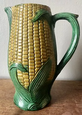 Antique Majolica Pottery Corn Cob Pitcher Vibrant Colors 7  Tall • $45