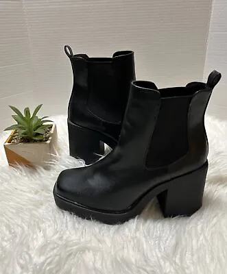 MIA Boots Women's Square Toe Platform Block Heels Black Size 9 • $39.99