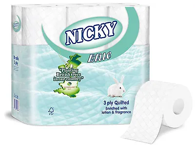 £25.99 • Buy Nicky Elite Toilet Roll 3 Ply Super Soft Quilted White Luxury Toilet Rolls