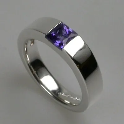 Men's Alexandrite Ring Simple Band Ring Promise Ring June Birthstone • $44.99